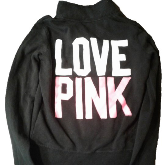 PINK Victoria's Secret Tops - Victoria's Secret Pink Love Black Hoodie XS